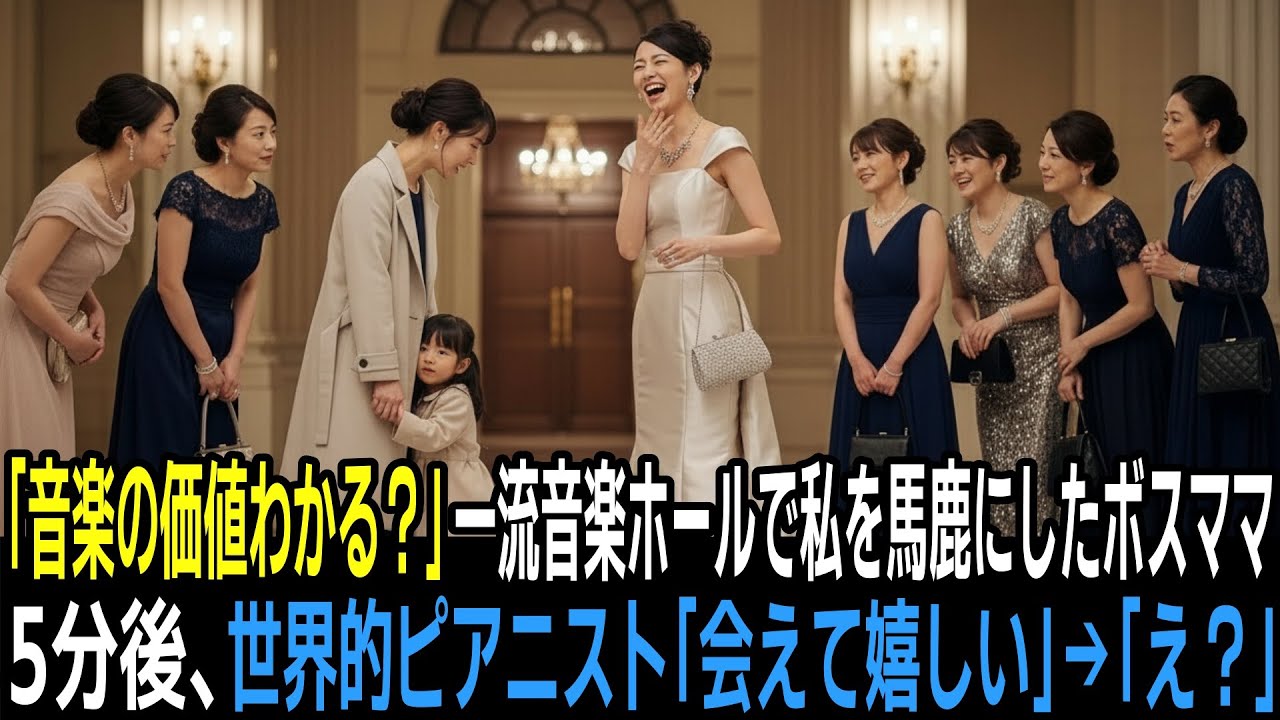 一流音楽ホールで私を馬鹿にしたボスママ。5分後、世界的ピアニストが現れ、「昔と変わらないね」→全員凍りつく