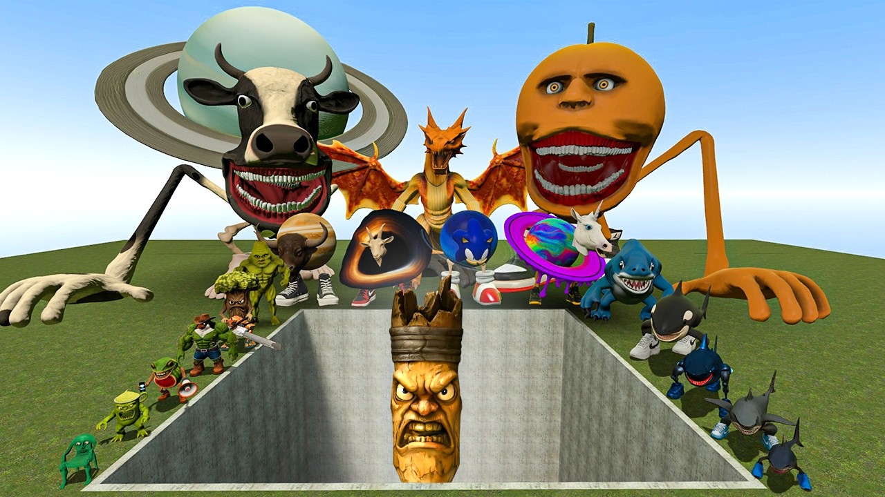 AI Brainrot Memes vs Pakrahmatmatmat Broken Bosses in Giant Pit – Gmod Chaos