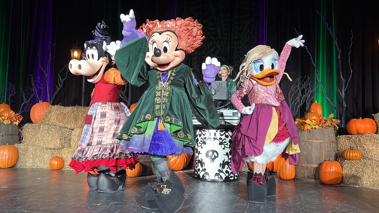 Minnie, Clarabelle, Daisy (Sanderson Sisters) Perform at Mickey’s Not So Scary Halloween Media Event