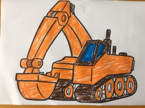 tô màu cho bé đồ chơi xe xúc đất Coloring Pages For Kids excavator toy 挖掘机 玩具 @KidsmileTV