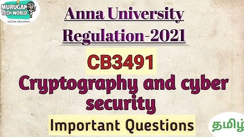 CB3491 Cryptography and cyber security important questions in tamil||Anna university regulation 2021