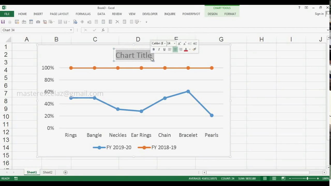 How to create 2D 100 Stacked Line with Markers Chart in MS Excel 2013