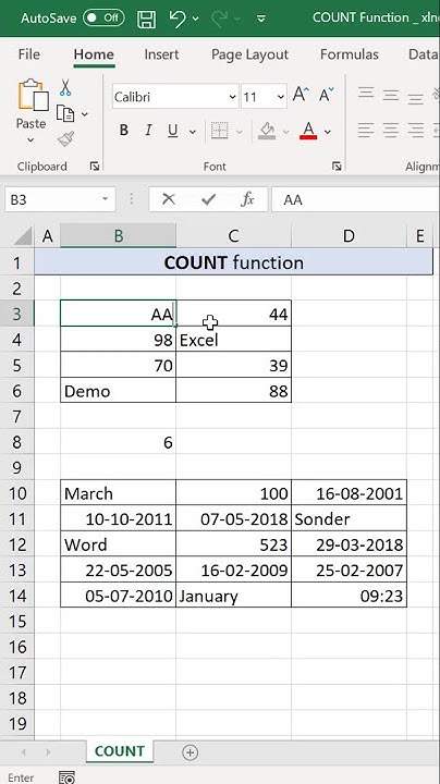 Count Function in Excel - YouTube