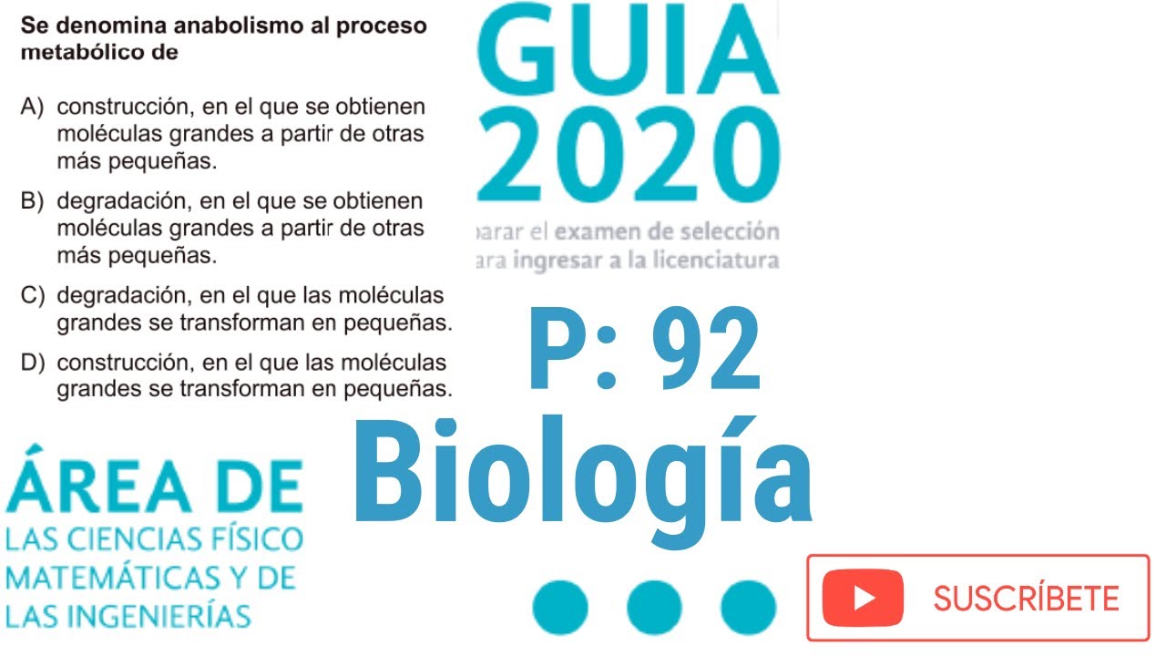 Guía UNAM 2020- Área 1(Biología[Pregunta 92]) - YouTube