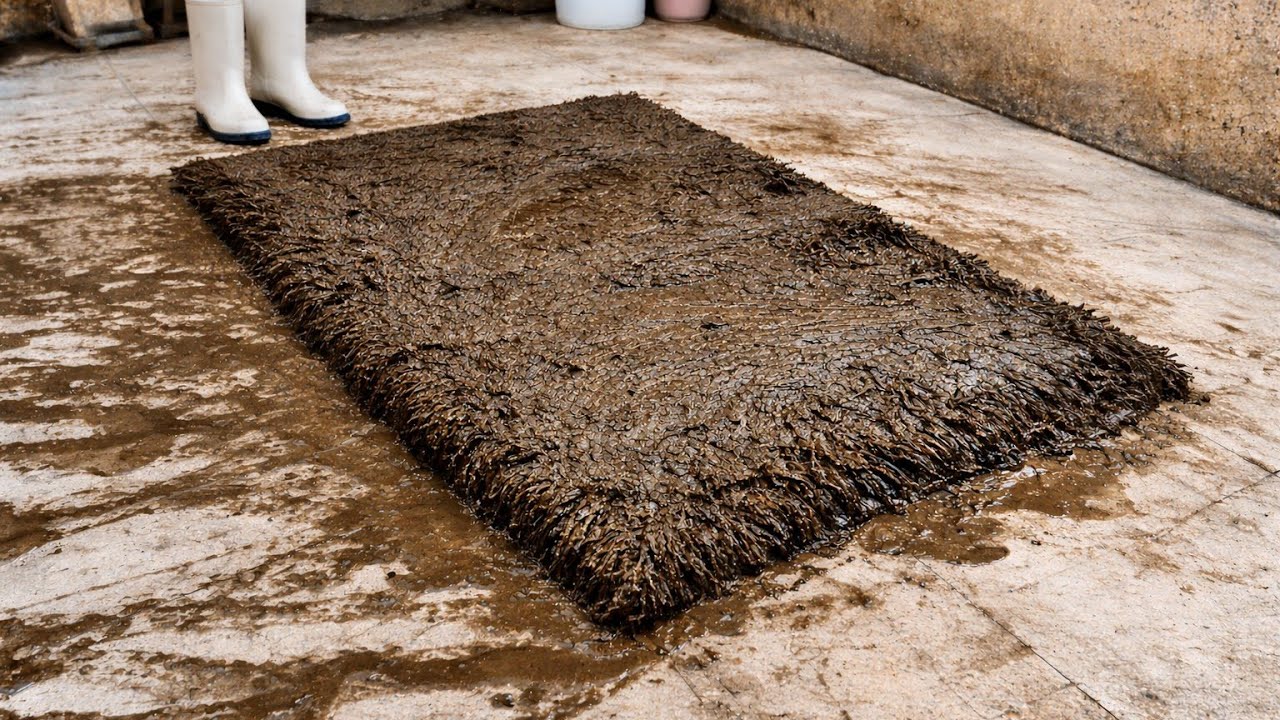 Can This Black Shaggy Rug Be Clean Again?Carpet cleaning Satisfying ASMR