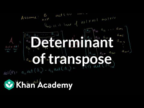 Video: Verander die transponering van 'n matriks die determinant?