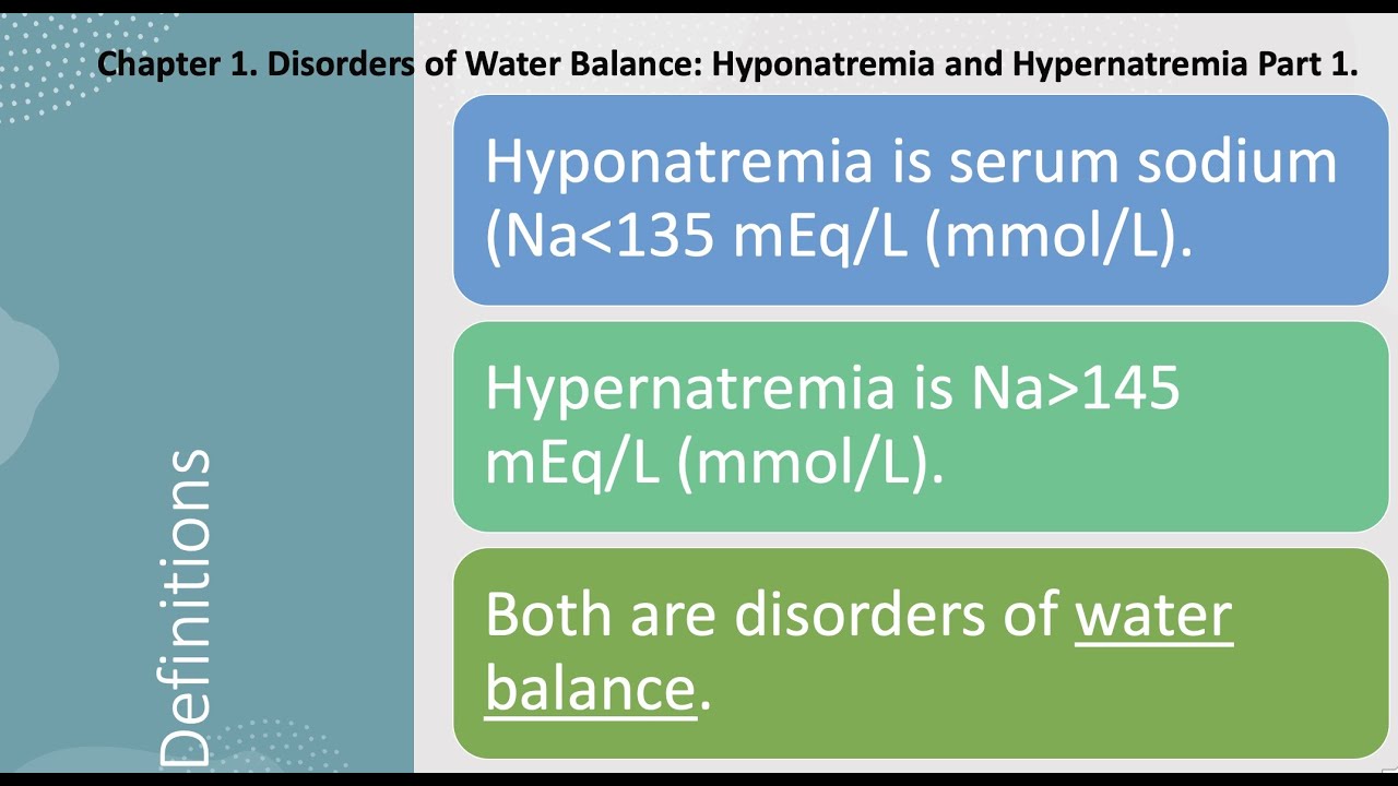 Hyponatremia Part 1. Introduction and Classification