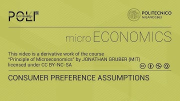 Consumer Preference Assumptions (derived from video lecture by Jonathan Gruber)