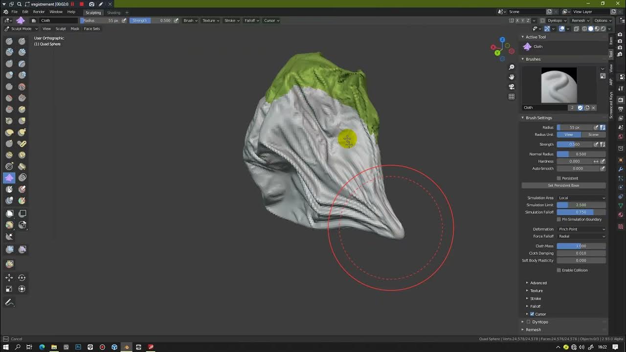 How to use cloth brush Blender 2 9 and 3 0 Quick Tips Series YouTube