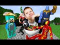 Майнкрафт видео приколы – Битва за вкусняшки! Танос и Веном против Мстителей! – Игры для детей.