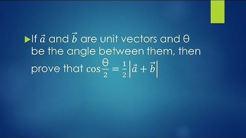 If a and b are unit vectors and θ is the angle between them, prove that cos θ/2=(1/2)|vec a+vec b|
