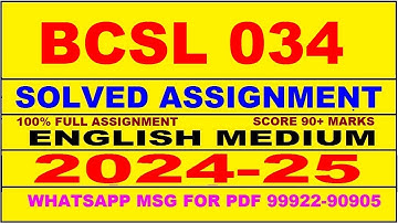 BCSL 34 solved assignment 2024-25 | BCSL 34 solved assignment in english 2025 | BCSL 34 2024-25