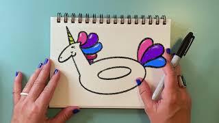 How to Draw a Unicorn Pool Float! (Doodle for the Day, No.4)