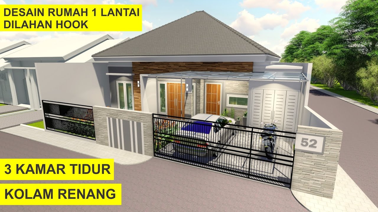 Desain Rumah Minimalis 1 Lantai Dilahan Hook Dengan Kolam Renang YouTube