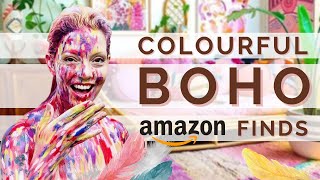 COLOURFUL BOHO/BOHEMIAN INTERIOR DESIGN STYLE | Best new Amazon finds | Shop &amp; decorate with me!