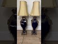Pair Beautiful French Large Rams Heavy Bronze Blue Ceramic Table Lamps