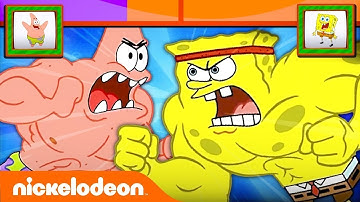 SpongeBob Fight Scenes with Healthbars | Nicktoons