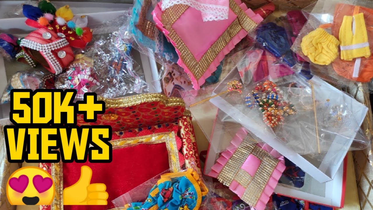 Naye ladoo gopal ki itni sari shopping || gopal ji singhasan, asani, pagdi, western dress, jewellary