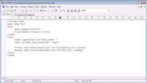 jQuery Tutorial - 33 - Key up/down