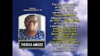 Theresa Amedee ~ Short Obituary