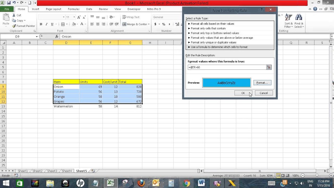 Format Entire Row Based On One Cell Value In Excel Youtube 