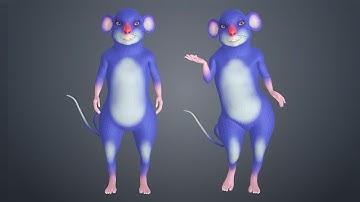 3D Cartoon Mouse Animal Rigged Character with Facial Control Model - Maya Unity iClone All