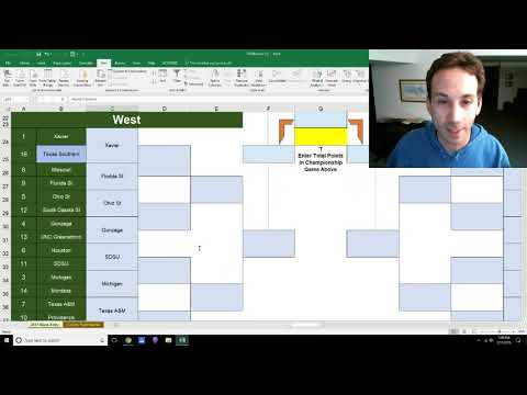 2018 Printable Fillable March Madness Bracket in Excel