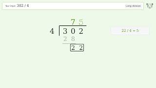 Long Division Problem 302/4: Step-by-Step Video Solution