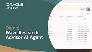 Wave Research Advisor AI Agent in Oracle Warehouse Management: Demo
