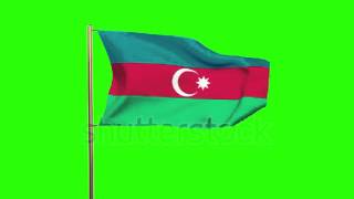 Azerbaijan flag waving in the wind. Green screen, alpha matte. Loopable animation Stock video by