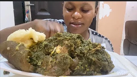 Asmr Mukbang Afang Soup with Cassava Fufu