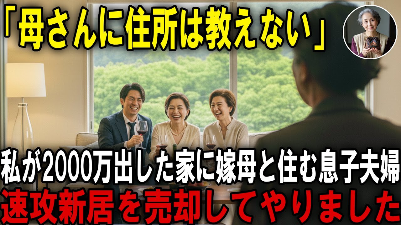 同居を約束し二世帯住宅に2000万援助したのに住所も教えず嫁母と住む息子夫婦。速攻新居を売却してやりました