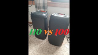 🧯 JBL Partybox 110 🆚 100 Bluetooth Speaker Sound/Output Comparison. Bass Boost Off, AC Powered🔌