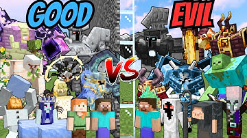ALL MINECRAFT GOOD MOBS vs ALL MINECRAFT EVIL MOBS | Minecraft Mob Battle