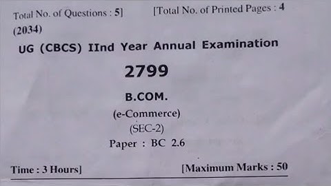 E-Commerce (BC 2.6) Bcom 2nd year hpu 2024 question paper// Bcom 2nd year question paper/ #himquery
