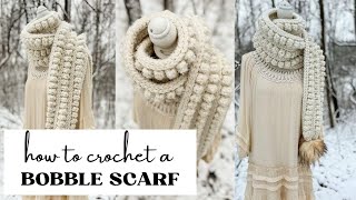 CROCHET PATTERN TUTORIAL: How To Make A Super Chunky Bobble Scarf. Full Pattern Tutorial.