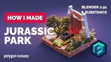 Jurassic Park in Blender 2.91 - 3D Modeling Process | Polygon Runway