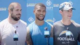 Nasir Adderley, Corey Linsley \& Brandon Staley On First Day Of Pads | LA Chargers