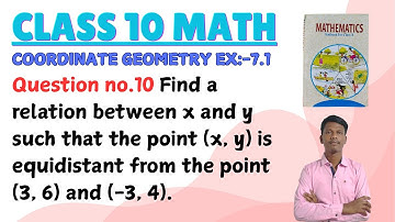 Find a relation between x and y such that the point (x, y) is equidistant from the point (3, 6) and