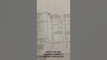 UPPSC PCS 2022 General Studies - II / CSAT (Q 55 to Q 65)