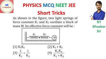 As shown in the figure, two light springs offorce constant K1 and K2 oscillate a block of mass M. It