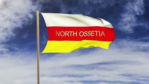 4K North Ossetia flag with title waving in the wind. Looping sun rises style. Animation loop Stock