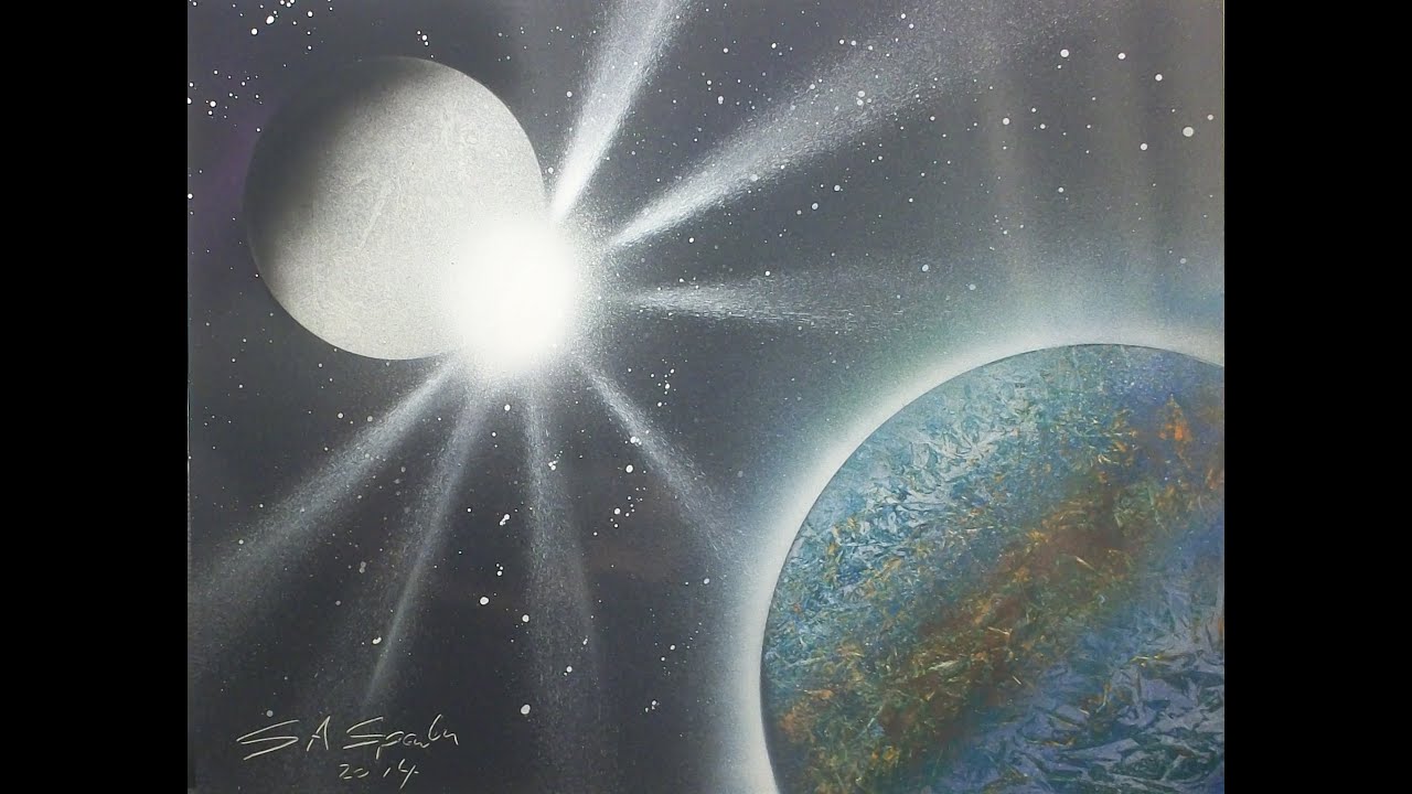 Spray Paint Art Earth and Moon YouTube