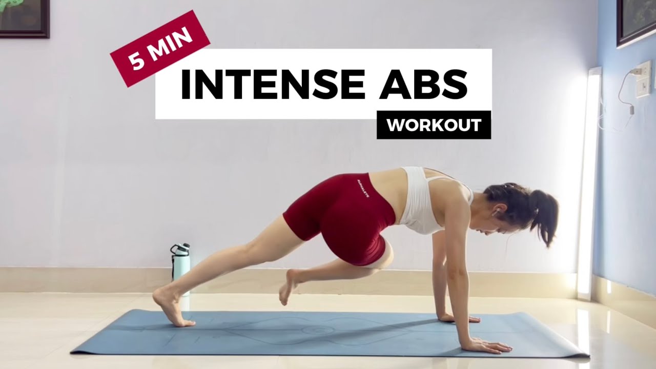 5 Min INTENSE AB Workout - No Rest | Abdominal Toning At home | No ...