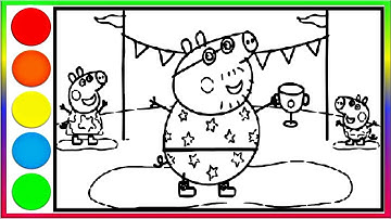 🏅 Peppa Pig wants to set a new world record in puddle jumping! _ Peppa coloring page