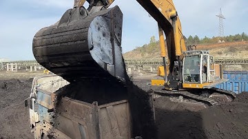 Liebherr 974 Excavator Loading Coal On Mercedes & MAN Trucks - Ascon Ltd