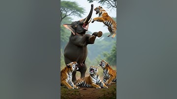 Group of Tigers Attack Angry Elephant | Wild Animal Fight in Jungle | Real Wildlife Battle Caught..😱