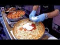 Italian pasta orecchiette with burrata cheese italy street food