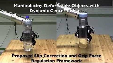 Tactile-based Manipulation of Deformable Objects with Dynamic Center of Mass