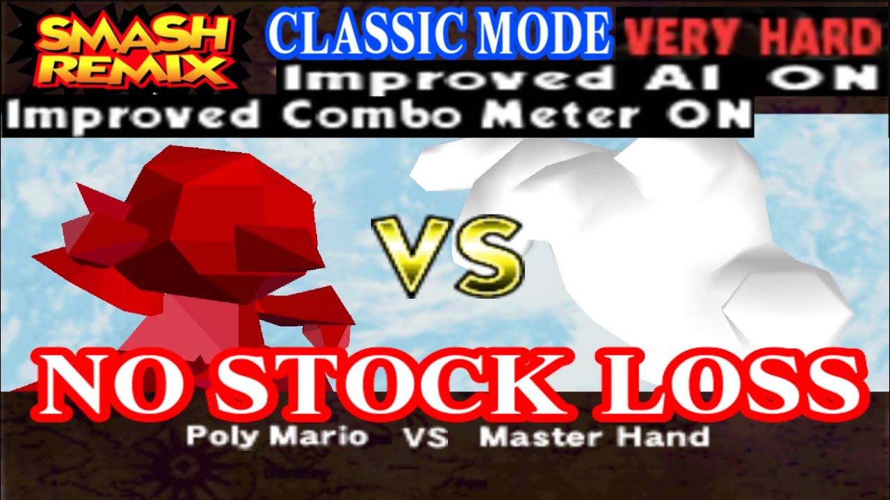 Smash Remix - Classic Mode Gameplay with Polygon Mario (VERY HARD) No stock loss